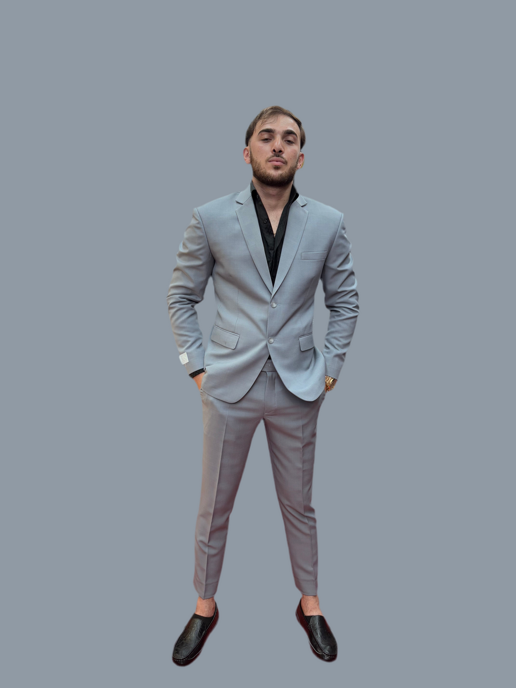 Silver gray suit