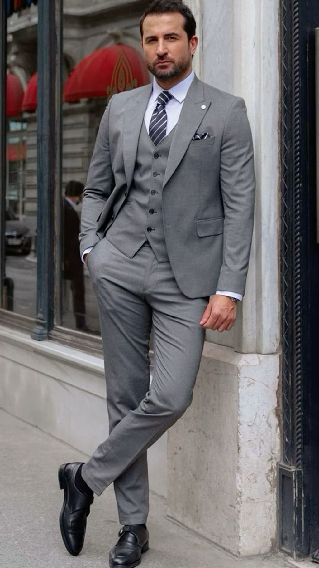 Silver gray suit