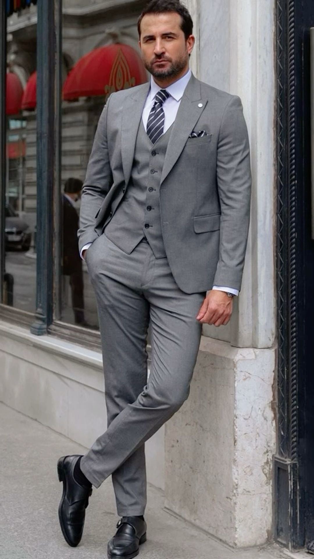 Silver gray suit