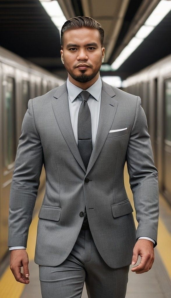 Silver gray suit
