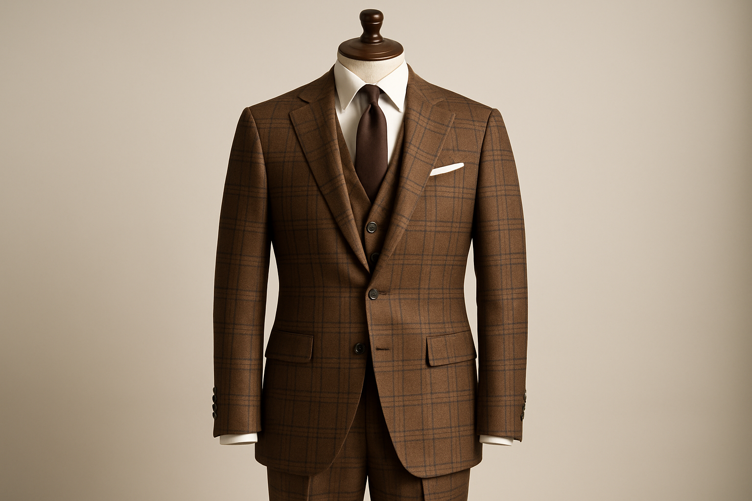 brown check suit 