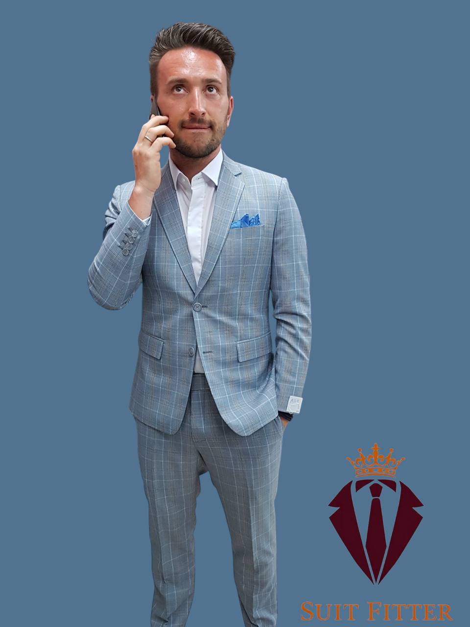 Windowpane Double Tone Check Suit