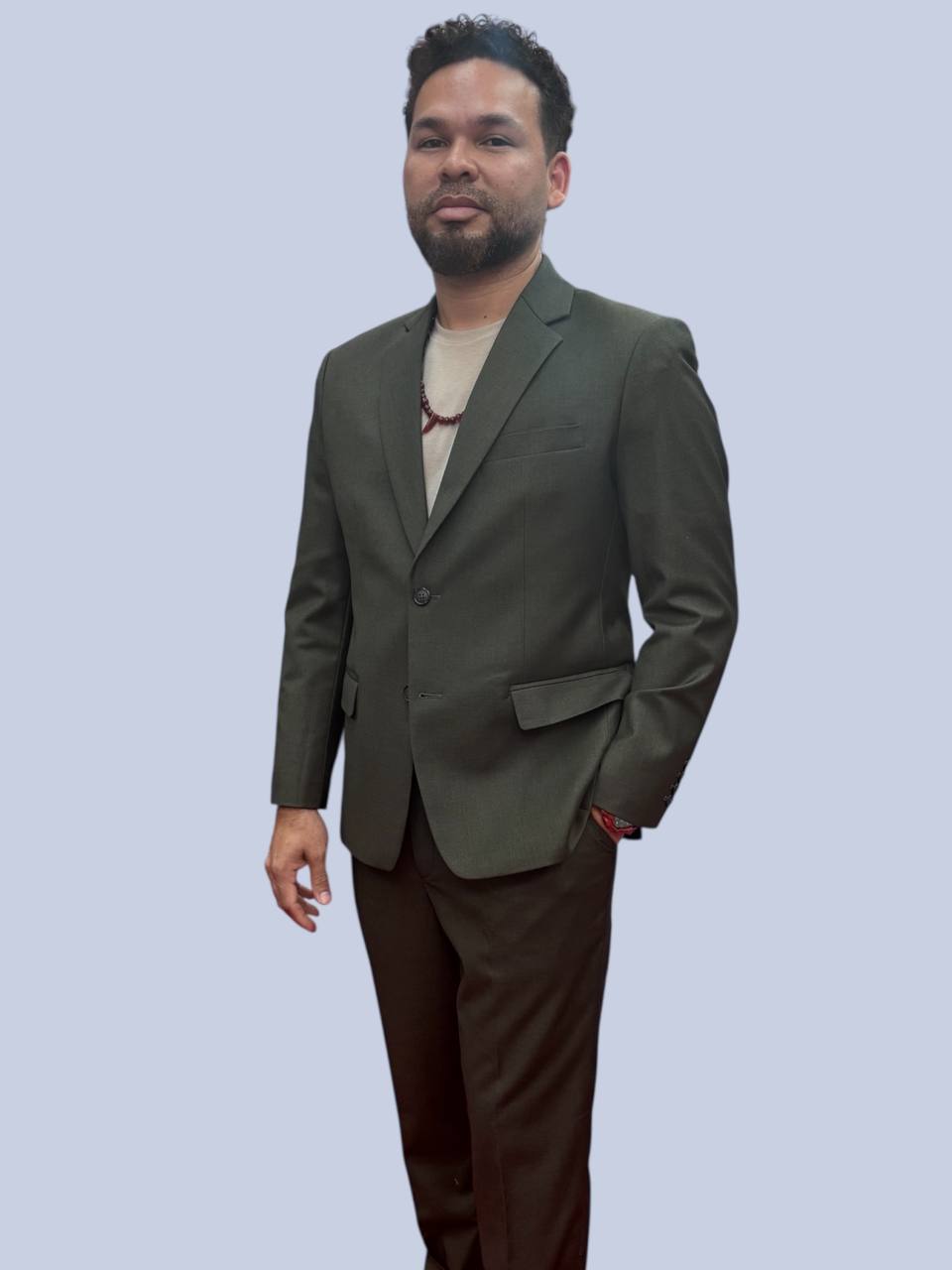 Wool with Slub Extra Spandex Suit for Work