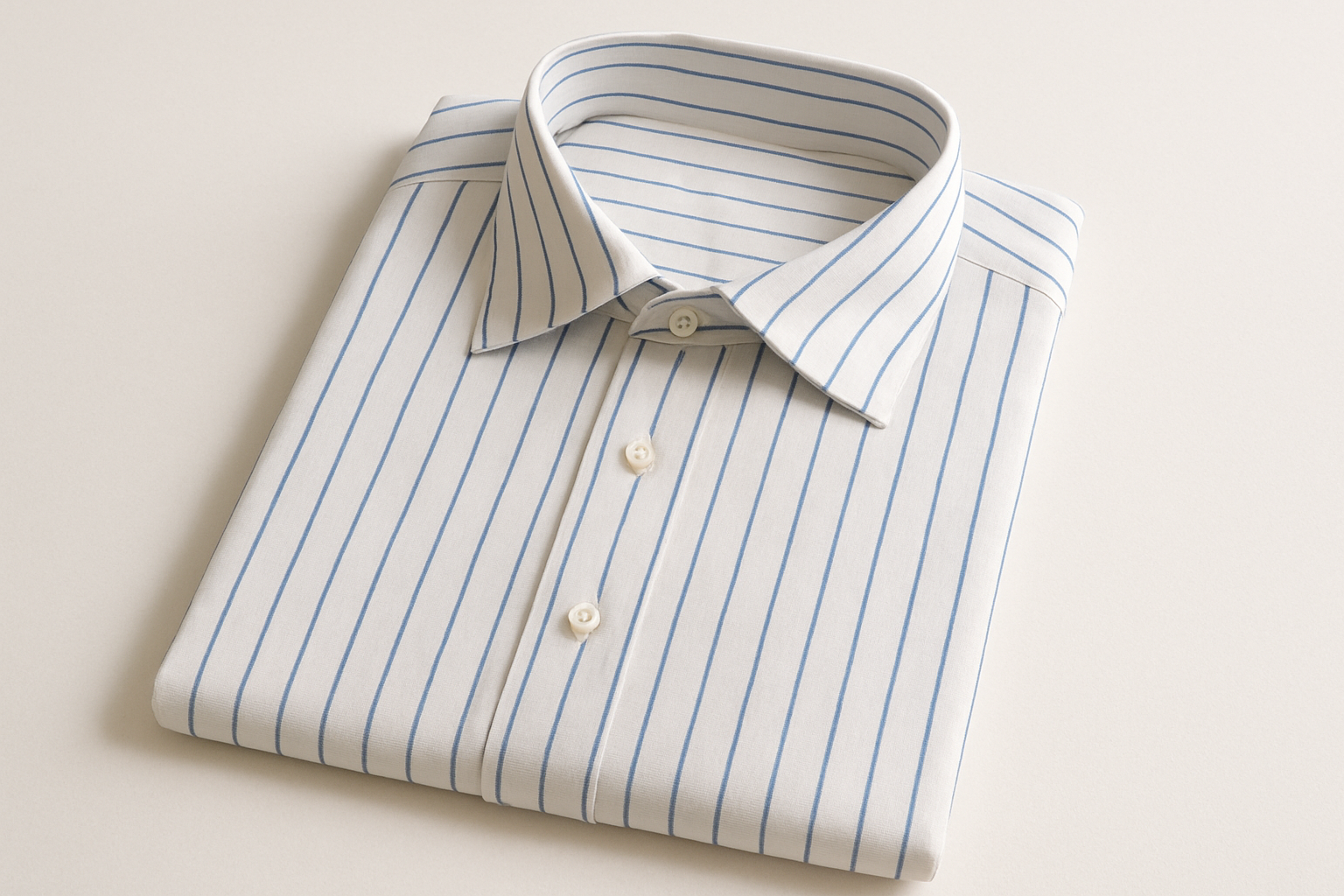 white shirt with blue strip shirt in fold 